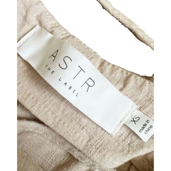 ASTR Mari Linen Blend Strappy Tie Back Neutral Mini Dress Size XS - Picture 6 of 8